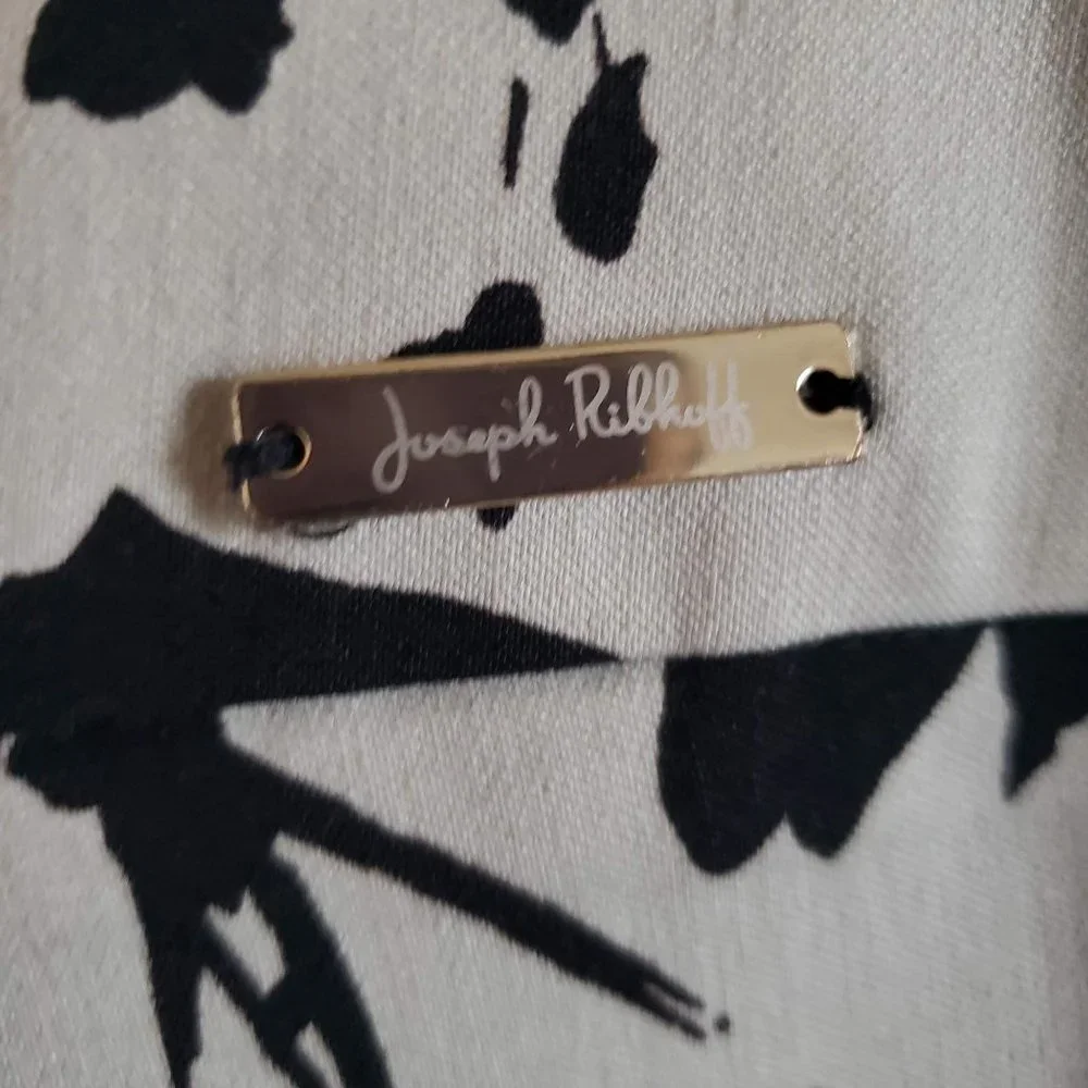 Joseph Ribkoff Women Size 8 Cream & Black Floral Pull On Pant Straight leg - Picture 6 of 6